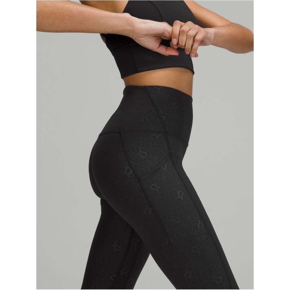 Lululemon Align HR Pant 25" Pockets Yoga Emboss Black Size 14 - Picture 4 of 14